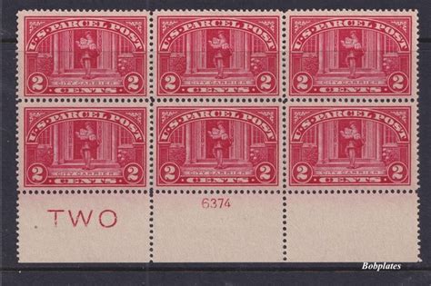 Bobplates Q2 Parcel Post Plate Block Of 6 Imprint Two 6375 Xf Nh Scv