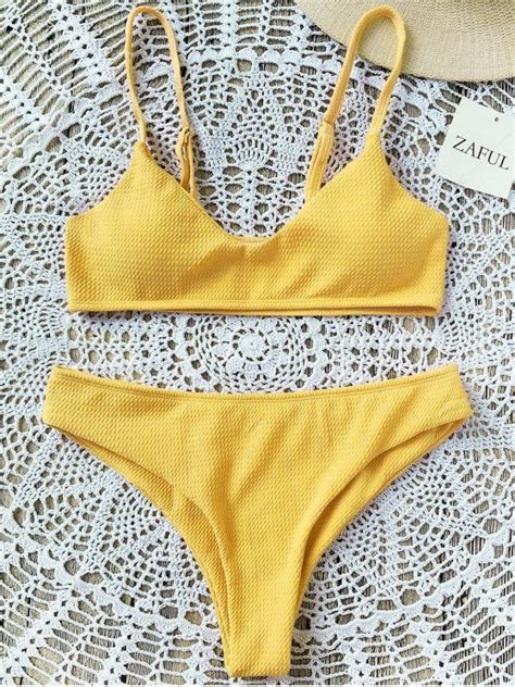 High Cut Bralette Bikini Set Yellow Bikinis 2xl Zaful