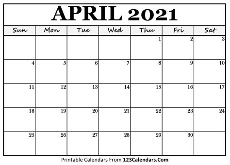 This april 2021 calendar can be printed on an a4 size paper. Printable April 2021 Calendar Templates | 123Calendars.com