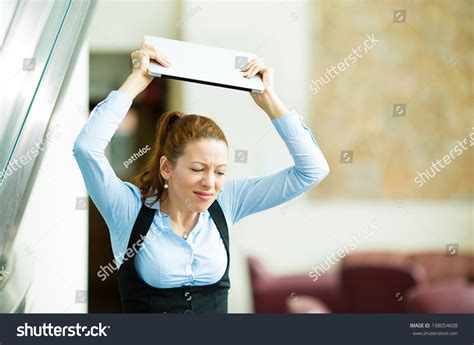 Portrait Stressed Angry Businesswoman Throwing Her Stock