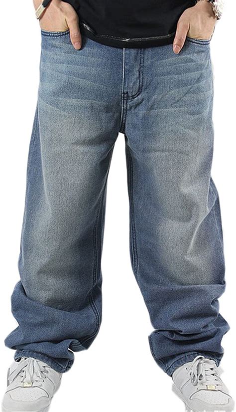 Qbo Mens Baggy Jeans Relaxed Fit Denim Loose Pants At Amazon Mens