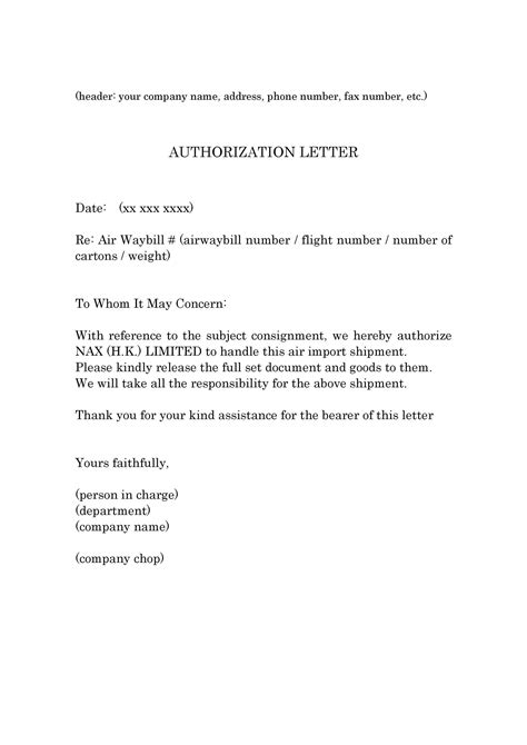 46 Authorization Letter Samples And Templates Templatelab