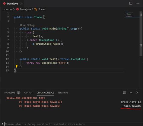 Clickable Stack Trace In Java Debugger Output Issue 798 Microsoft