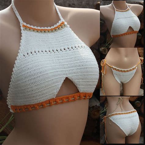Orange Bikini Crochet Bikini Top And Bottoms By Ninicrochet Trajes De