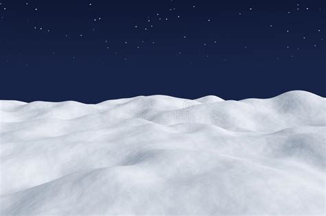 White Snow Field At Night Winter Arctic Landscape Stock Illustration