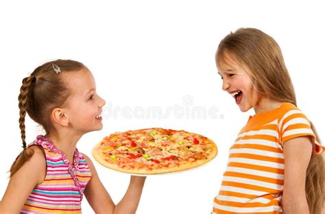 Girls Eating Pizza Stock Image Image Of Lunch Circle 20435221