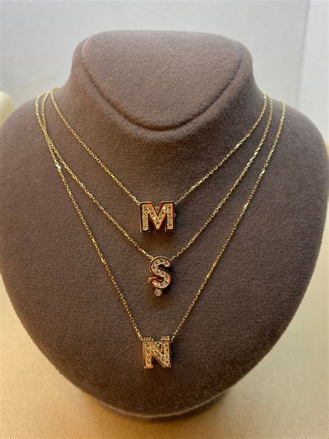 14k Solid Gold Initial Necklace Personalized Letter Necklace Etsy
