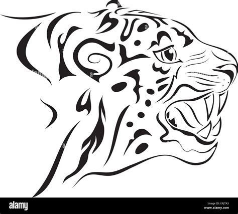 Tiger Tattoos Black On White Predator Vector Illustration Stock