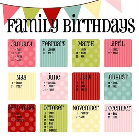 Birthday Calendar 43 Calendar Template Free And Premium Templates