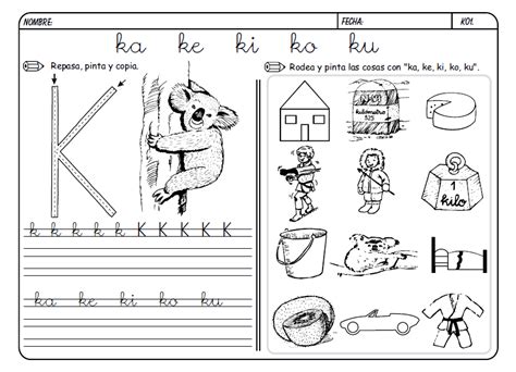 Lecto escritura método Boo letra K Material de Aprendizaje