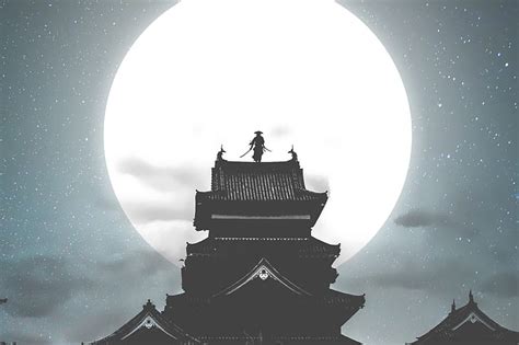 Hd Wallpaper Fantasy Samurai Moon Night Warrior Wallpaper Flare