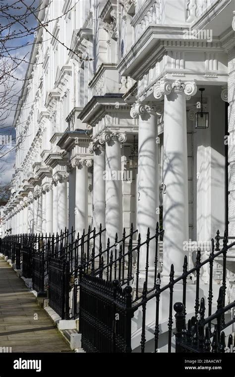 Row Of Georgian Terraced Houses In Kensington London England United