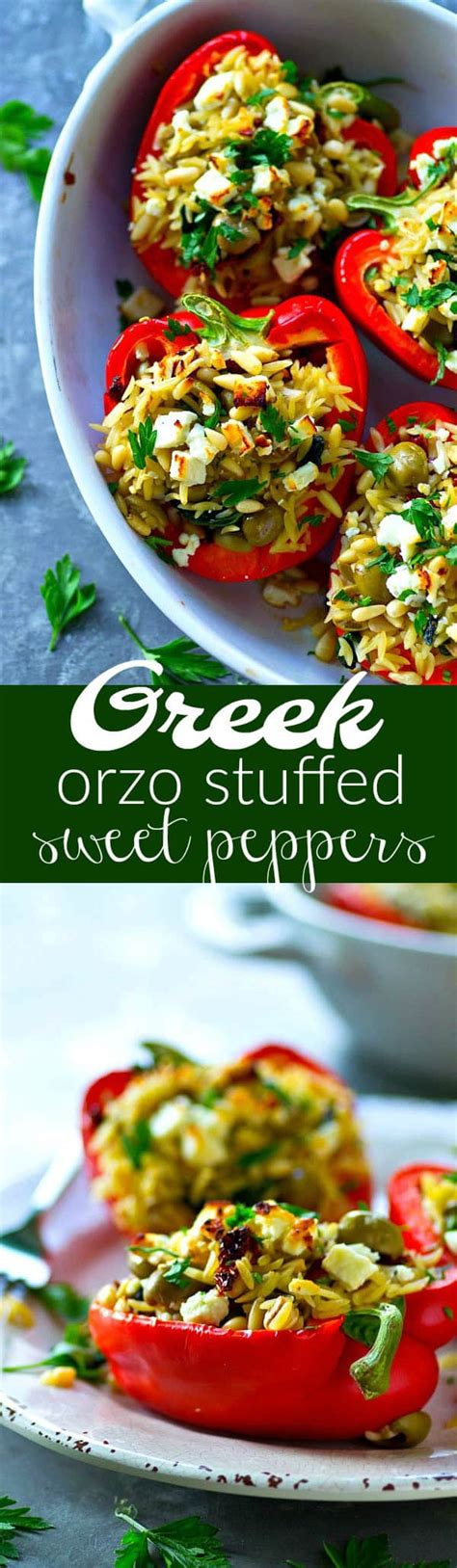 Sweet peppers include bell, pimiento, paprika, sweet cherry, and the long narrow tapered sweet banana, sweet hungarian and cubanelle peppers. Greek Orzo Stuffed Sweet Peppers