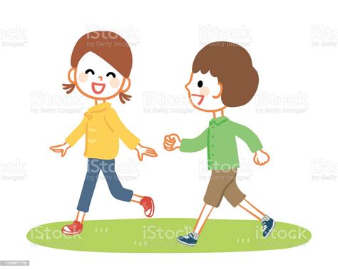 Illustration Of Kids Playing Happily Outside Stock Illustration