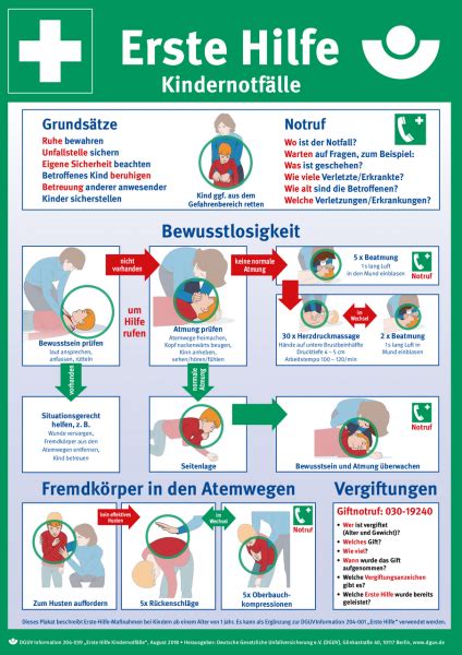 Absicherung und eigenschutz bei einem unfall. Erste Hilfe Kindernotfälle (Plakat, DIN A3 ...