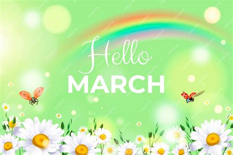Free Vector Realistic Hello March Banner And Background