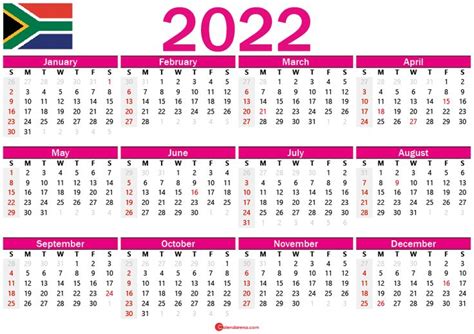 Free Printable Calendar 2022 South Africa Calendar Uk Calendar Free