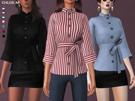 Chloemmms Blouse With Bowknot Sims 4 Clothing Sims 4 Clothes