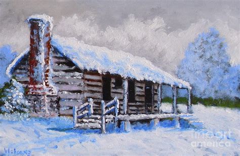 Hawkeye Cabin In Winter Painting By Fred Wilson
