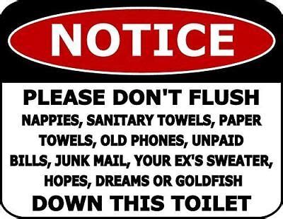 Notice Please Don T Flush Nappies Sanitary Towels Paper Towels Funny Sign Ebay
