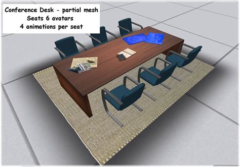Second Life Marketplace Conference Room Desk Office Desk Meeting