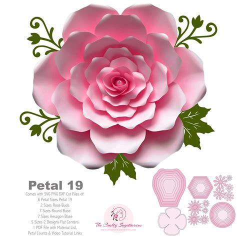 Svg Png Dxf Petal 19 Cut File Template For Diy Giant Paper Flowers W