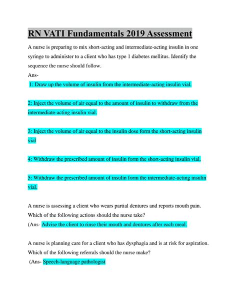 SOLUTION: Rn vati fundamentals 2019 assessment - Studypool