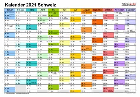 Klicken sie auf die entsprechende schaltfläche drucken unten. Kalender 2021 Schweiz zum Ausdrucken als PDF