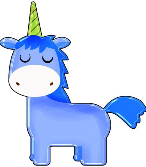 Drawing Of A Blue Unicorn On A White Background Free Image Download