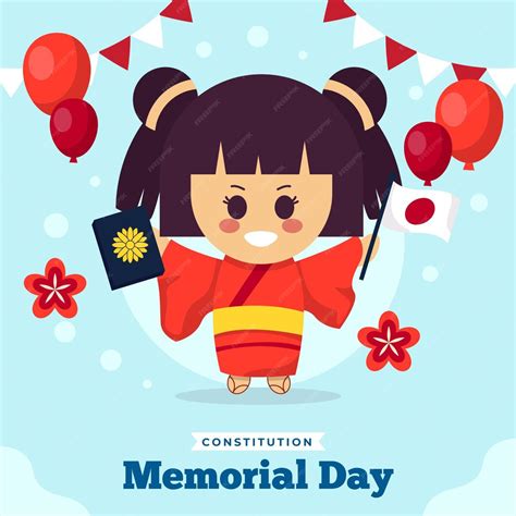 Free Vector Flat Japanese Constitution Memorial Day Illustration