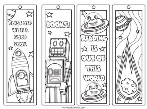 Love books free colouring bookmarks. Free Printable Color Your Own Space Bookmarks and Reading ...