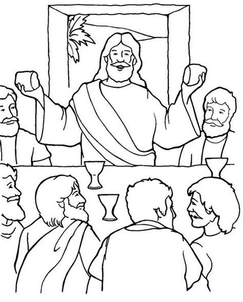 Jusus Standing In The Last Supper Coloring Page Kids Play Color