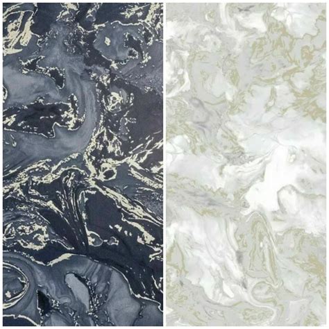 Muriva Elixir Marble Metallic Liquid Shimmer Swirl Wallpaper Blue Grey