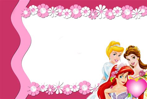 An Image Of Princesses With Flowers And Hearts On The Border For A