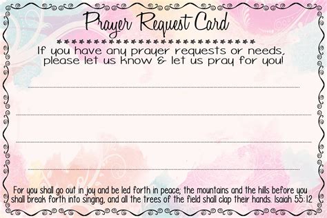 Printable Prayer Request Cards Template Printable Word Searches