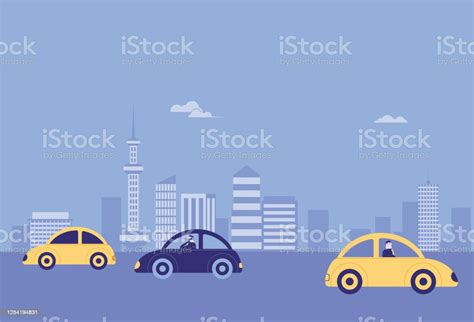 Businessman Driving Car In The City Stock Illustration Download Image