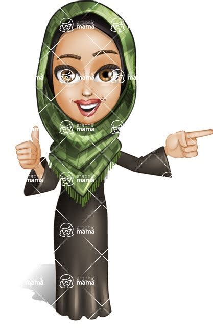 Young Muslim Woman Cartoon Vector Character 102 Cartoon Poses