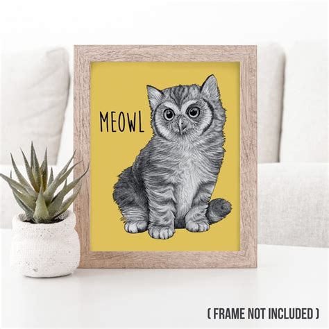 Meowl Art Print Cat Owl Hybrid Animal 8x10 Art Etsy