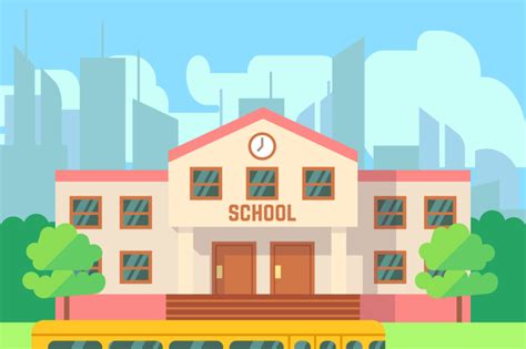 School Building Vector Flat Concept By Microvector Thehungryjpeg