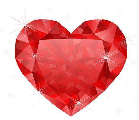 Large Transparent Diamond Red Heart Png Clipart