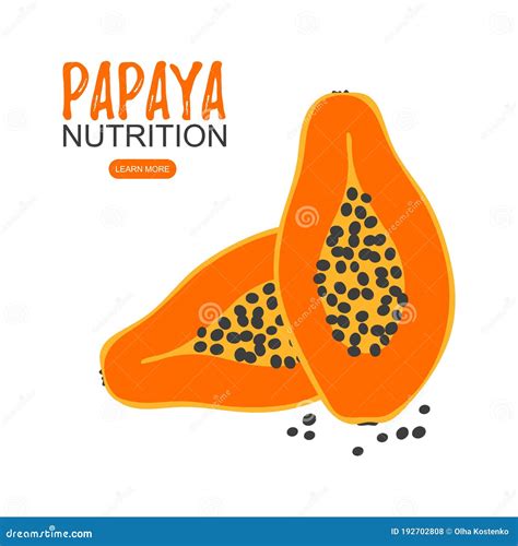 Papaya Nutrition Poster Template Concept Design Stock Vector