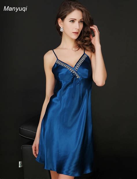 Pure Silk Womens Stain Nightgown Slip Chemise Sexy Lingerie Nightdress With Lace Sleepwear