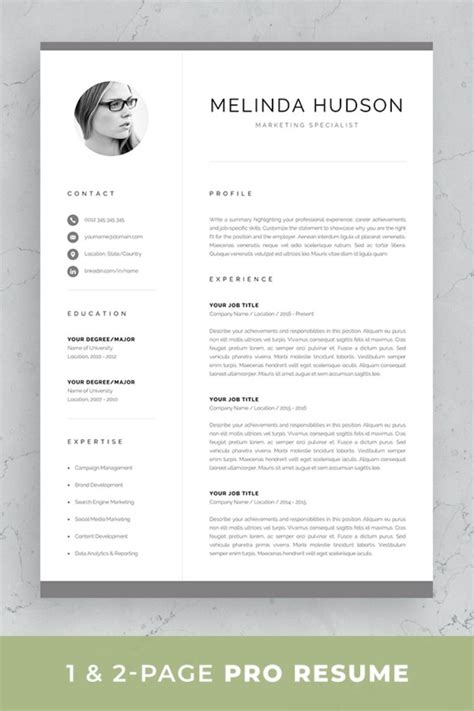 ✓ free for commercial use ✓ high quality images. Professional resume template set with one-page and two ...