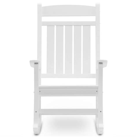 Whether taking a break from yard work or entertaining guests with a pitcher of lemonade and friendly conversation, a set of comfortable rocking chairs for the front porch is essential. DUROGREEN Classic Rocker White Plastic Outdoor Rocking ...
