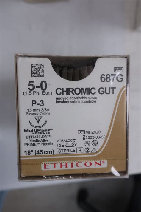 New Ethicon 687g Gut Chromic Absorbable Monofilament Suture Size 5 0