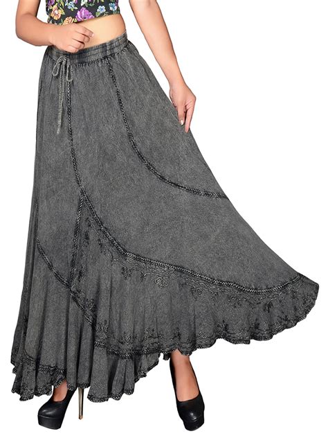 Eaonplus Black Scalloped Renaissance Maxi Skirt Plus Size 1416 To 3436