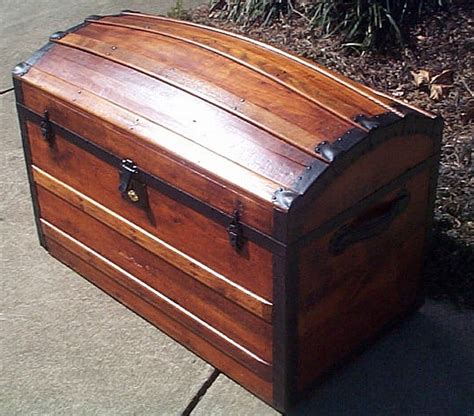 Restored Antique Steamer Trunk 100 Year Old All Wood Dome Top