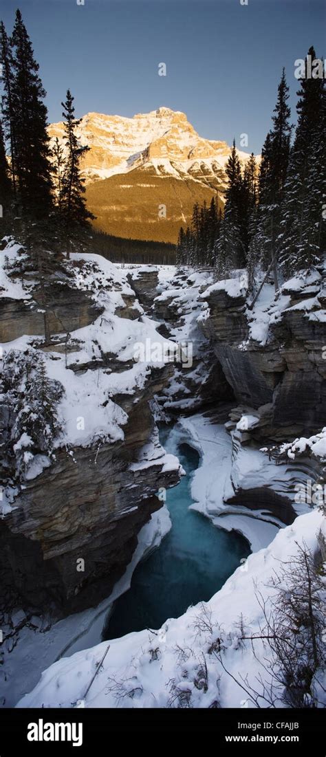 Athabasca Falls And Mount Kerkeslin Jasper National Park Alberta