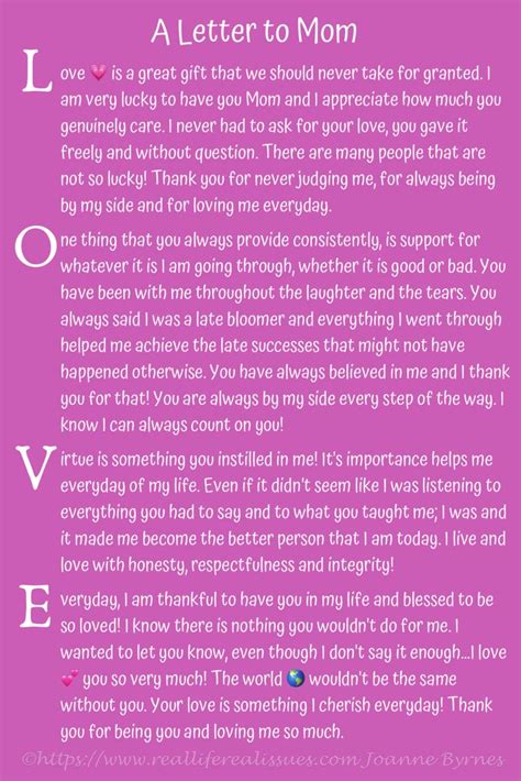 A Letter To Mom Mothers Day Birthday Message For Mom Happy Mother