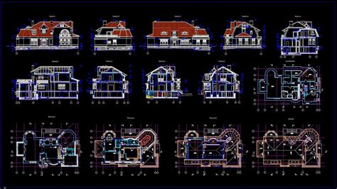 Free Download Villa Plans Elevations And Sections Dwg Free Download